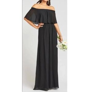 Show Me Your Mumu Hacienda Black Maxi Dress Ruffle Chiffon Size Medium